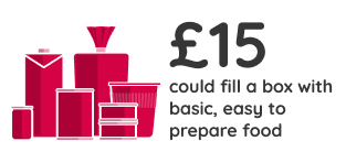£15 could fill a box with basic, easy to prepare food